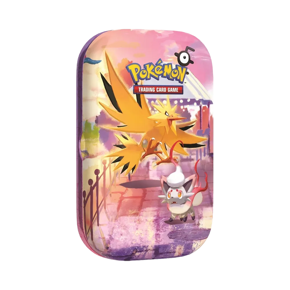 【30C0MT01】 Pokémon TCG: Mega-Entwicklung (Englische Version) Mini-Tin 30. JAHRESTAG (Zapdos & Hisui-Zorua)