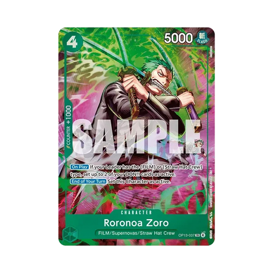 【Raw】 Roronoa Zoro TR [OP13-037][Versione inglese](Booster Pack OP015 "AVVENTURA SULL'ISOLA DI DIO