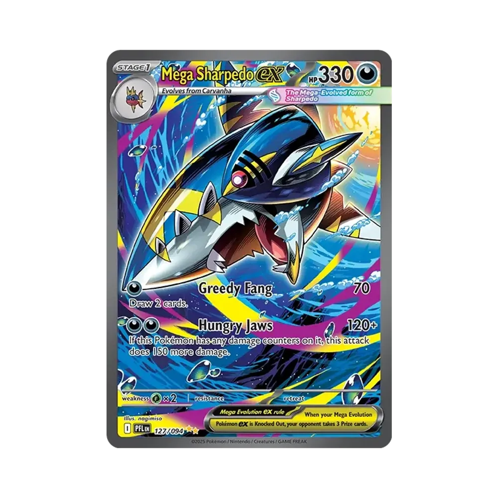 【Raw】 MEGA Sharpedo ex SIR [PFL EN 127/094][Versione inglese](MEGAEvolution"Fiamme Fantasmal