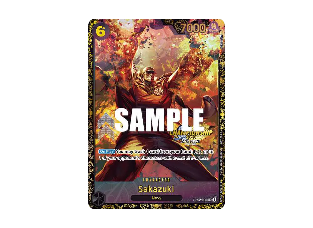 【Raw】 Sakazuki SR-P [OP02-099][English Version](Promotion Card"Championship 2023 Commemorative Prize