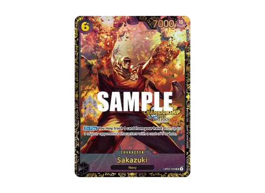 【Raw】 Sakazuki SR-P [OP02-099][English Version](Promotion Card"Championship 2023 Commemorative Prize