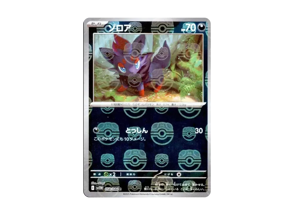 【Raw】 Zorua C :Master Ball Mirror [SV11W 058/086](Expansion Pack"White Flare