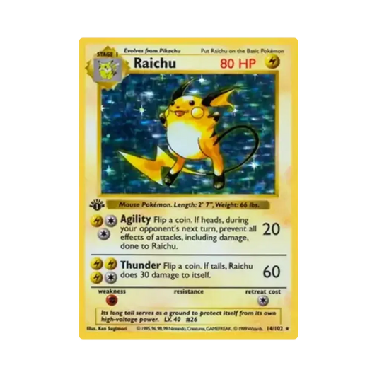【Raw】 Raichu R [14/102][Englische Version](Base Set 1. Auflage)