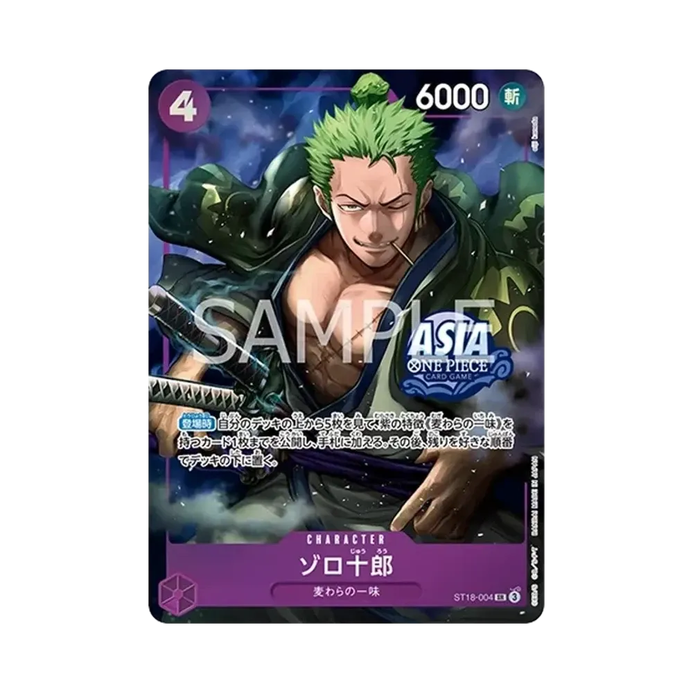 【PSA10】 Zoro0Juurou SR [ST18-004] Asiatische Version (Promokarte "Schatzkiste Vol.1)