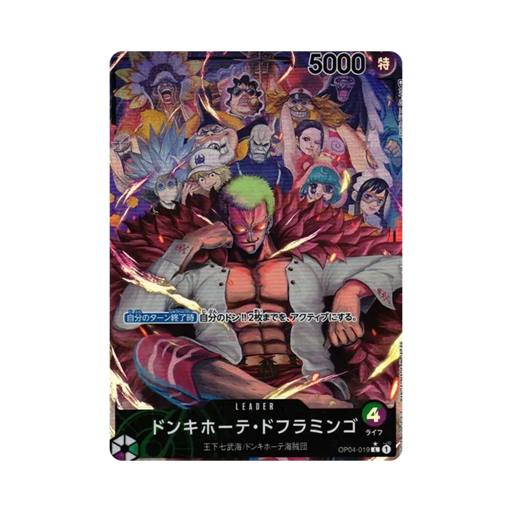 【Roh】 Donquijote Doflamingo L0P [OP04-019] (Boosterpack OP004 „KÖNIGREICHE DER INTRIGUEN“