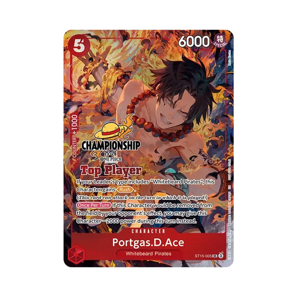 【PSA10】 Portgas.D.Ace SR [ST15-005] Versione inglese (Carta promozionale "Championship 25026 Top Player Pack