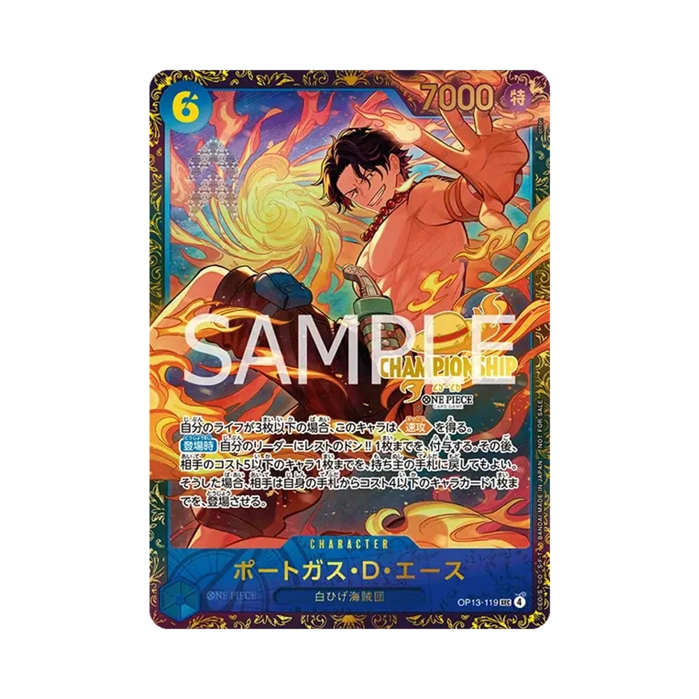 【PSA10】 Portgas.D.Ace SEC [OP13-119] (Promokarte „Saison 2 Regionalfinals – Preis für eine Top-Platzierung)