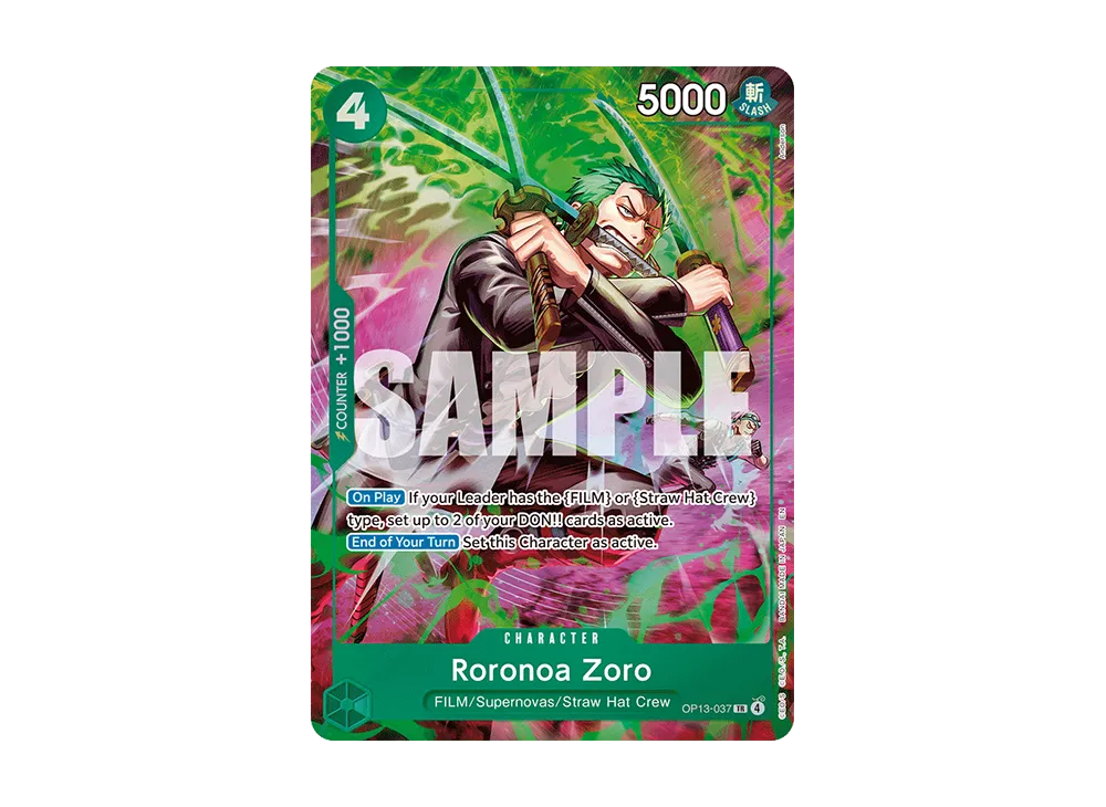 【Raw】 Roronoa Zoro TR [OP13-037][English Version](Booster Pack"ADVENTURE ON THE ISLAND OF GOD