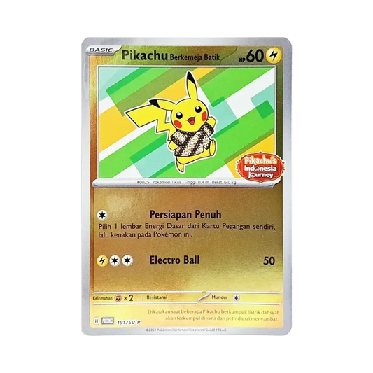 【PSA10】 Pikachu mit Batikhemd Promo :Mirror [SV-P 191][Indonesische Version](Scarlet & Violet"Pikachu-Schlüsselanhänger-Set mit Batikhemd")