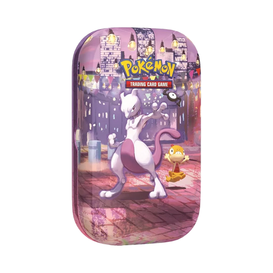 【30C0MT01】 Pokémon TCG: Megaevoluzione (Versione inglese) Mini Tin 30° CELEBRATION (Mewtwo&Scraggy)