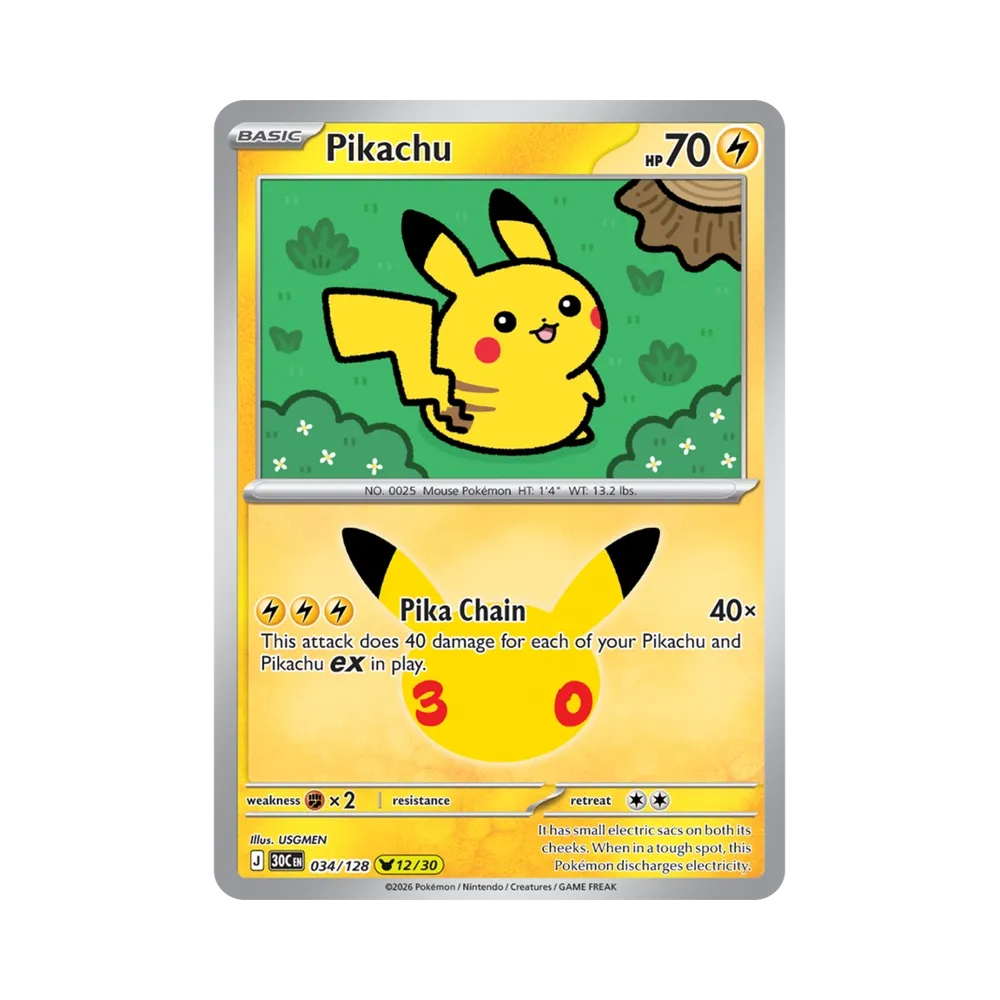 【Raw】 Pikachu [30C EN 034/128]【Versione inglese】(Elite Trainer Box "30th CELEBRATION